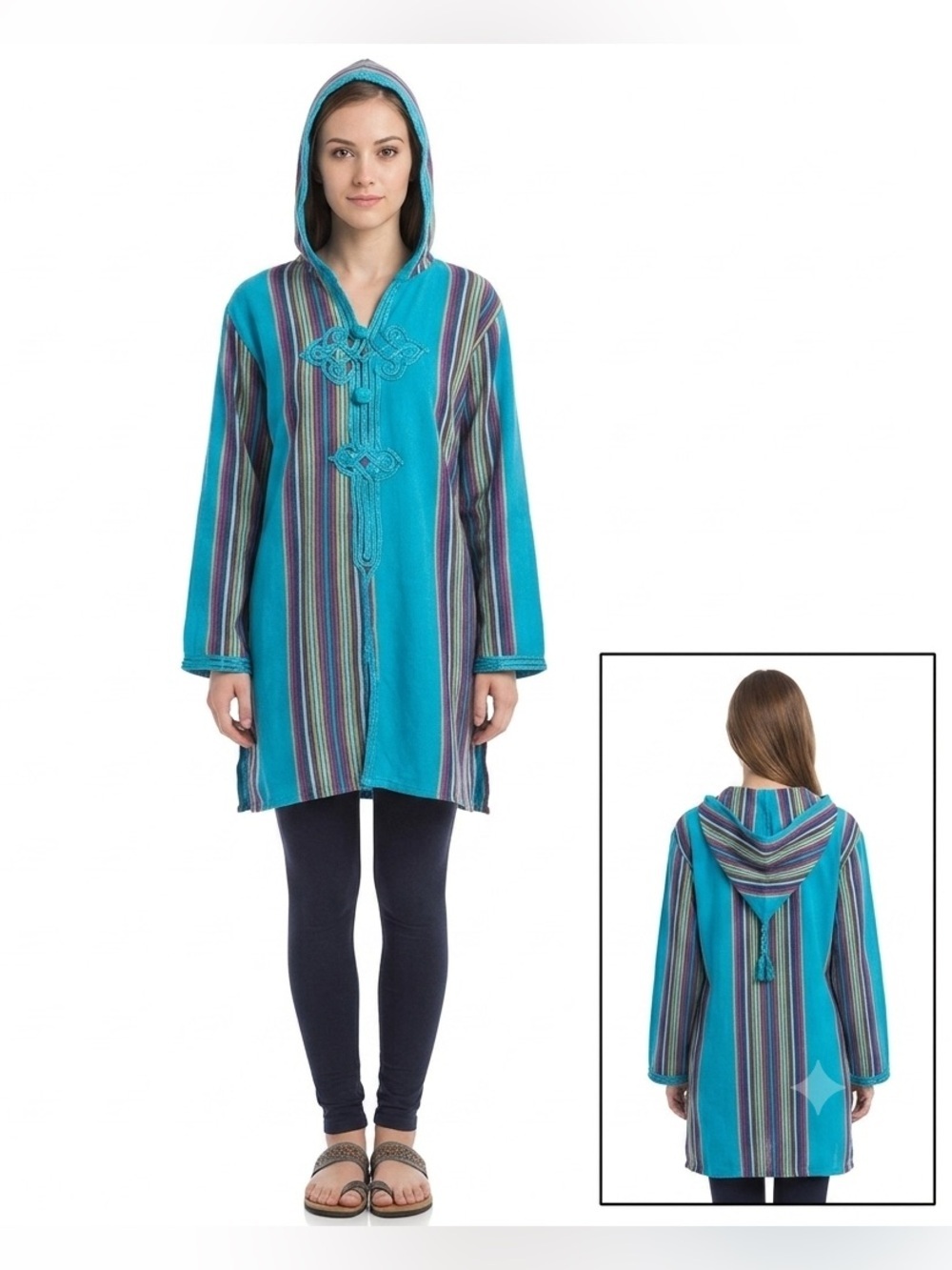 Hooded Kaftan Tuniek Multicolored